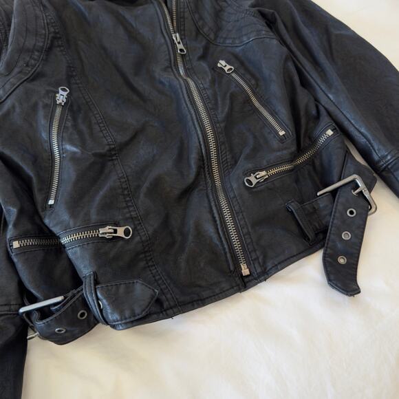 Free People Black Faux Leather Motto Jacket Size M - Picture 2 of 6